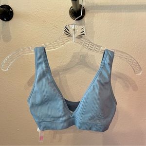 VS Pink Ribbed Bralette. Size: Small. Color: Light Blue.